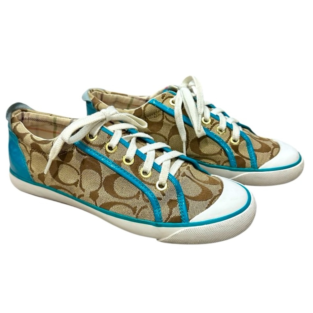Coach Women’s Shoes Barrett Q322 Logo Canvas Sneaker Size 7.5
